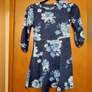 Girls size 10 Sequin Hearts dress, full sparkle, light navy